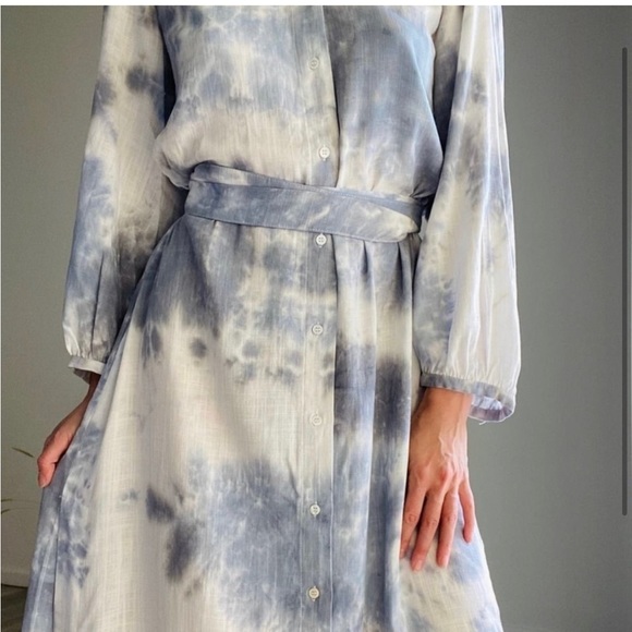 Zara Linen Blend Tie Dye Midi Dress - Picture 4 of 13